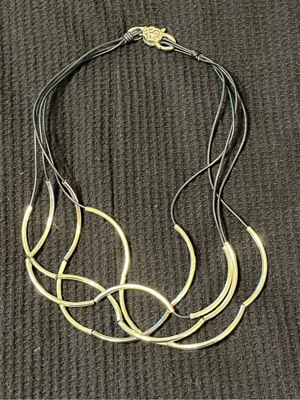 Lizzy James 4 Strand Black Leather Convertible Wrap Necklace/Bracelet